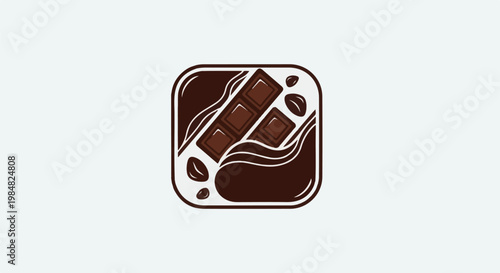 Delicious chocolate bar and coffee beans swirl in liquid