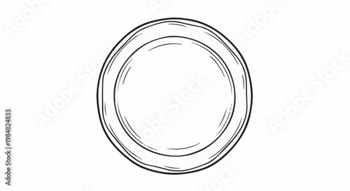 Hand-drawn illustration of a circular plate with concentric rings and shadow lines
