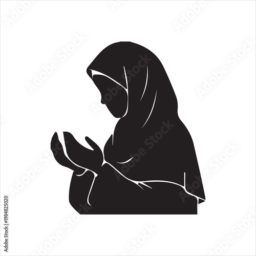  Muslim woman wearing hijab making dua Vector Image