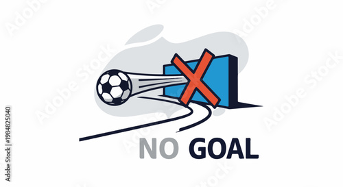 Soccer ball approaching a goal with an X, signifying no score