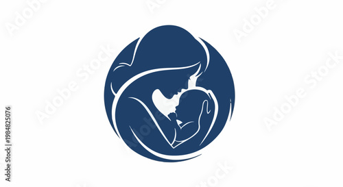 Silhouette of a mother holding a baby in her arms