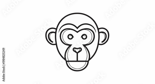 Simple cartoon monkey face with black outline and textured effect