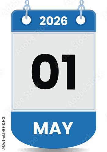 May 01 2026 Calendar Icon Blue Monthly Planner Date Schedule Reminder Time Management Concept Minimal Clean Design Business Organizer Appointment Deadline Event Illustration