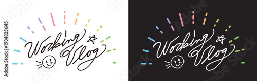手書き風おしゃれなWorking Vlog タイトル 素材 サムネイル