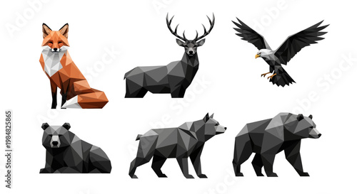 Various Wild Animals in Different Poses.