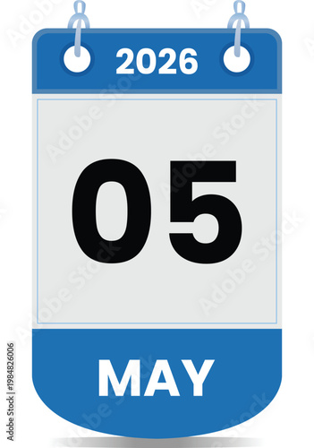 May 05 2026 Calendar Icon Blue Monthly Planner Date Schedule Reminder Time Management Concept Minimal Clean Design Business Organizer Appointment Deadline Event Illustration