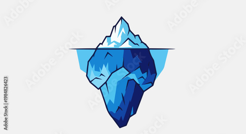 Stylized iceberg, mostly submerged, with sharp blue and white peaks