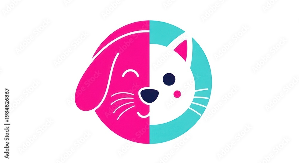 Obraz premium Dog and cat icon in circle pet care concept isolated on white