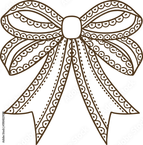 Ornate decorative bow with intricate lace pattern and elegant dotted details