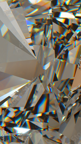 Diamond Crystal Facets – Abstract Clear Gemstone Background, Brilliant diamond close-up with sharp prismatic facets and rainbow dispersion; elegant abstract texture for luxury branding and modern 