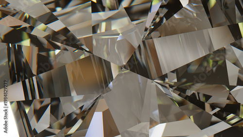Diamond Crystal Facets – Abstract Clear Gemstone Background, Brilliant diamond close-up with sharp prismatic facets and rainbow dispersion; elegant abstract texture for luxury branding and modern 