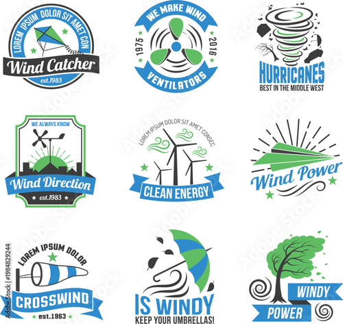 Wind Power & Meteorology Badge Set