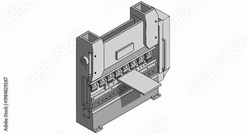Isometric Illustration of an Industrial Press Brake Machine for Sheet Metal Bending and Fabrication