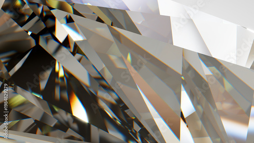 Diamond Crystal Facets – Abstract Clear Gemstone Background, Brilliant diamond close-up with sharp prismatic facets and rainbow dispersion; elegant abstract texture for luxury branding and modern 