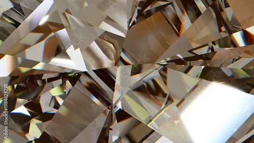 Bilde på lerret Diamond Crystal Facets – Abstract Clear Gemstone Background, Brilliant diamond c