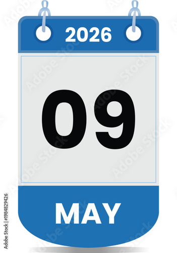 May 09 2026 Calendar Icon Blue Monthly Planner Date Schedule Reminder Time Management Concept Minimal Clean Design Business Organizer Appointment Deadline Event Illustration