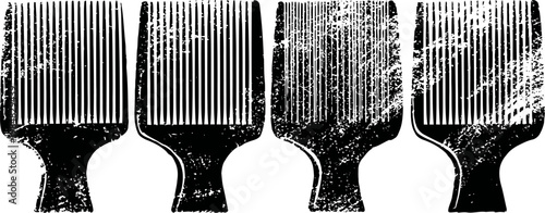 grunge paintbrush silhouettes set with distressed textures artistic brush shapes with vintage worn effect