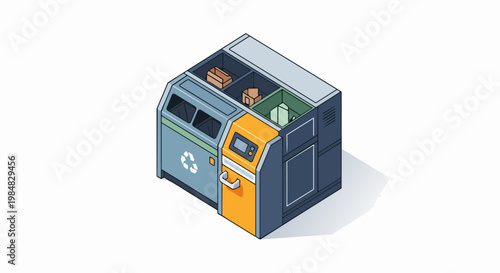 Wallpaper Mural Isometric Smart Recycling Station and Waste Sorting Unit with Digital Interface for Sustainable City Infrastructure Torontodigital.ca