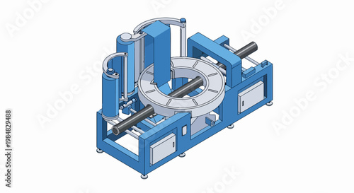 Wallpaper Mural Isometric 3D Illustration of an Industrial Orbital Pipe Wrapping and Packaging Machine Torontodigital.ca