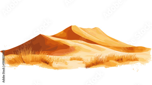 Sahara Desert. Sahara Desert hand drawn watercolor illustration on white background