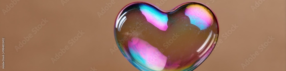 Fototapeta premium Heart shaped bubble resting on brown studio background