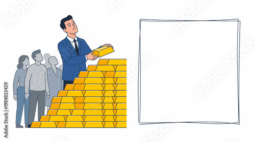 Man in Suit Hoards Gold Bars While People Watch in Disbelief