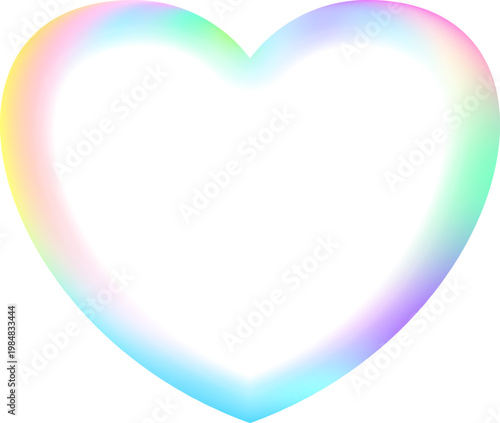 Holographic heart frame. Fluid liquid chrome heart shape. 3d y2k hologram love element. Metallic rainbow icon. Fantasy retro 80s, 90s texture. Flowing gradient. Vector illustration EPS10.
