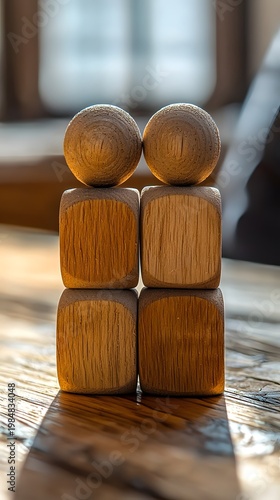 Cute smiling wooden cubes for cheerful branding and positivity picture