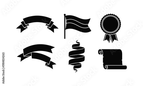 Decorative banner ribbons and scroll elements for ceremony or memorial document presentation.