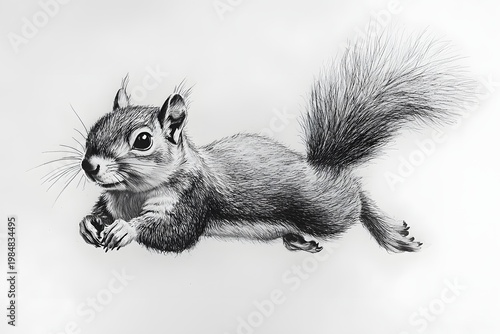 Cute squirrel sketch featuring soft fur and natural pose wallpaper