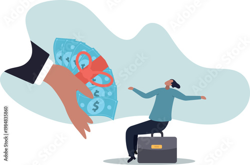 Paying extra bonus money to employee, special gift more salary or premium payment for high performance worker.human life and situation.