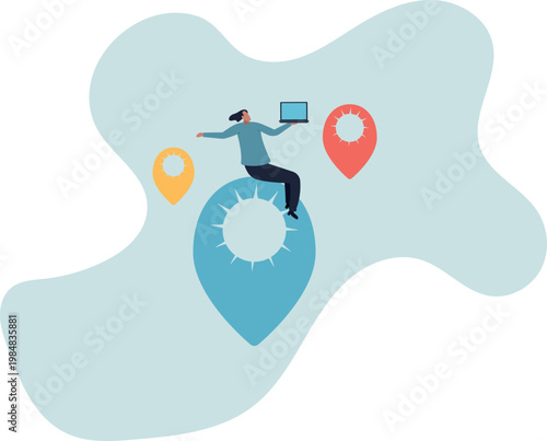 Remote job or distance work, virtual office or working anywhere, freelancer or online office, oversea employee.human life and situation.