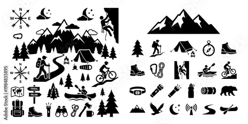 Minimal Mountain Adventure Icons