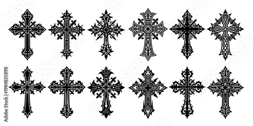 Schilderij op canvas Gothic Cross Symbol Collection