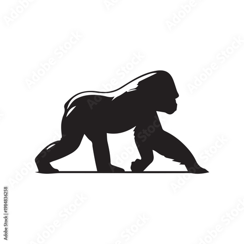 black silhouette of a gorilla