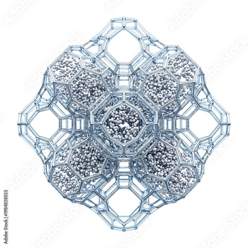 Detailed Scientific 3D Render Of A Zeolite Crystal Structure Isolated On A White Background