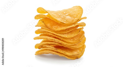 stack of potato chips isolated on white background