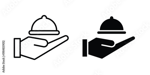 Hand holding tray icon UI vector. Vector icon set.