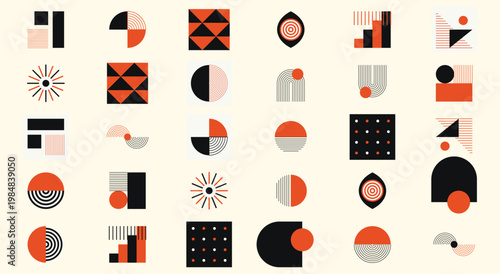 Obraz na plátně Bauhaus mid-century abstract geometric shape set