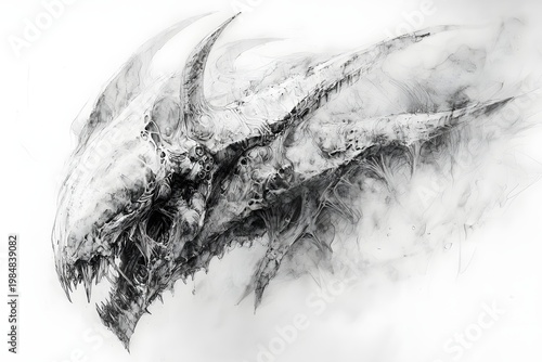 Detailed dragon illustration with open jaws and sharp talons picture
