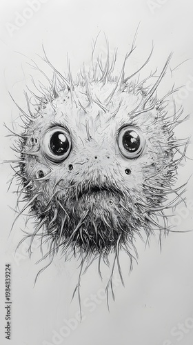 Detailed marine portrait featuring urchin shell and fine linework picture