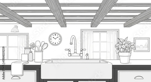 Modern kitchen island sink with chrome faucet and basin.