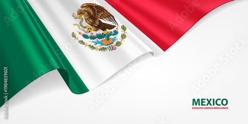 Mexico flag. Mexico national flag on a white background. National flag background design.
