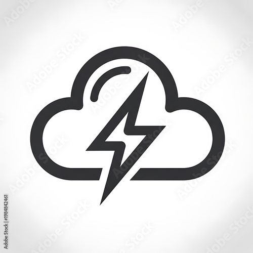A black cloud icon with a lightning bolt symbol