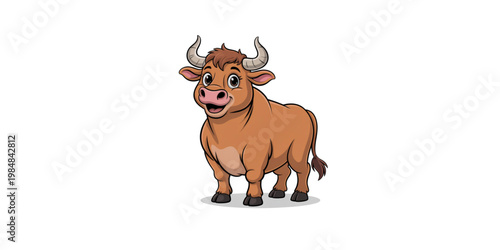 A stylized cartoon illustration of a brown yak standing upright Vector