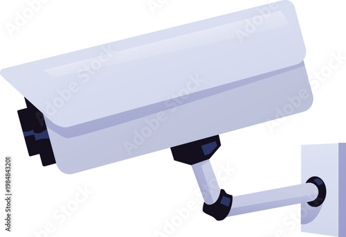 CCTV camera, surveillance camera, video cam flat vector icon, safety monitoring control device security gadget side view