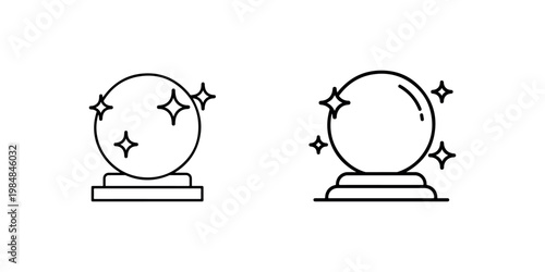 Magic ball vector icon set. simple flat crystal ball symbols with sparkles isolated on white background. outline style vector illustration