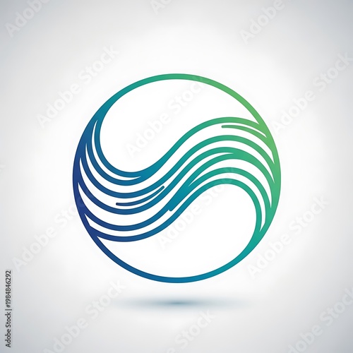 A modern logo design with a blue and green gradient