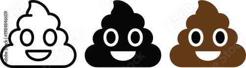 Smiley emoji faces illustration set, cute expressions in monochrome and color variations for messaging, social media, and communication design.