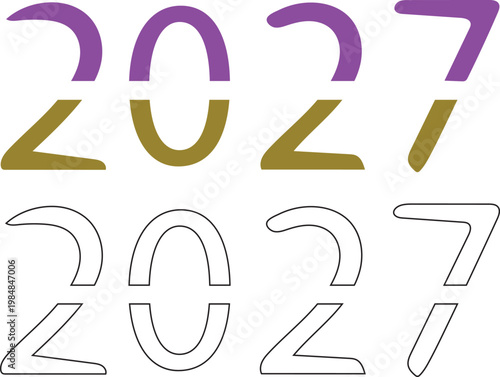 Colorful 2021 numbers in different styles and colors  modern typography design elements
